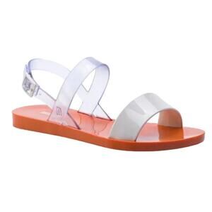 Melissa Slingback Gel Sandals Orange Clear Strappy Womens 7 Summer Resort